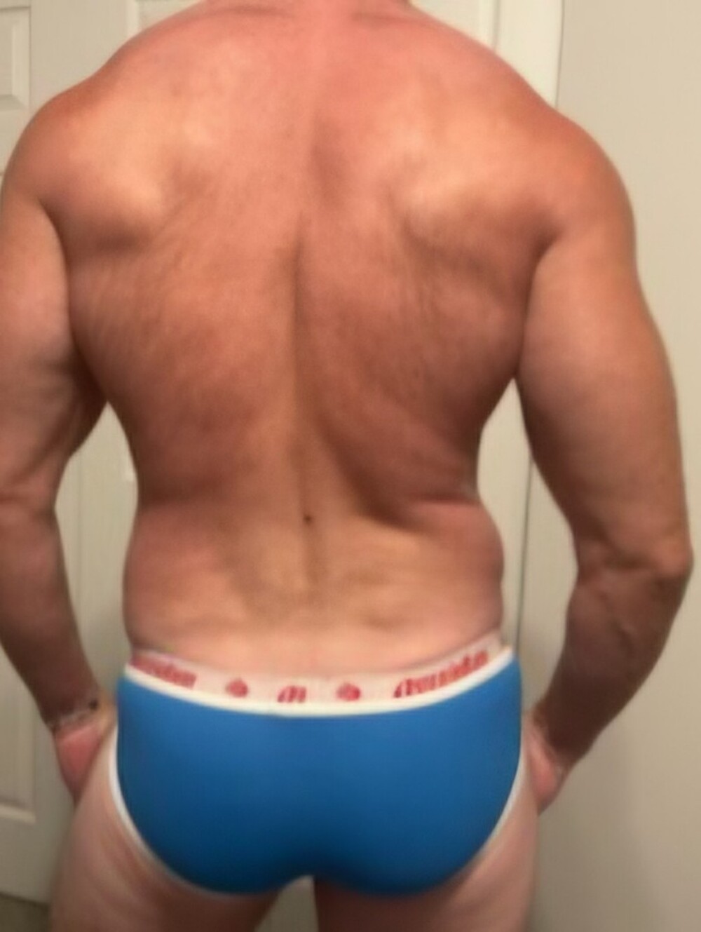 Men's Blue Briefs with White Contrast and Logo Waistband - Picture 3 of 5